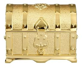 Feyarl Small Vintage Gold Treasure Box Jewelry Trinket Ring Earring Display Chest Organizer Decorative Keepsake Box Wedding Birthday Gift for Girl Women Home Dresser Tabletop Decor