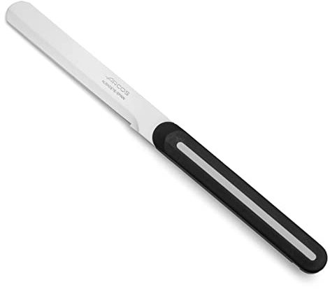 Arcos Serie Cuchillos de Mesa Caja 36 uds Cuchillo Mesa, Hoja Serrada de Acero Inoxidable NITRUM de 100 mm, Mango Polipropileno Color negro y blanco (36 UDS)