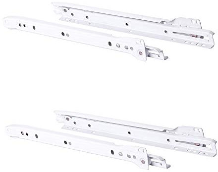 JUVA Rollen-Auszug TEILAUSZUG 600 mm Schubladen-Schienen REAL Rollenauszug für Holz-Schubkästen | Stahl RAL 9003 weiß | Kugelführung Tragkraft 30 kg | 2 Paar - Auszugsschienen für Küchenschränke