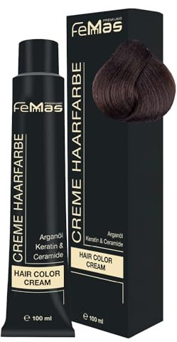 FemMas Haarfarbe Dunkelblond Intensiv 6.0 I Creme Haarfarbe mit Arganöl, Keratin & Ceramiden I Als dauerhafte Haarfärbung oder Tönung für strahlende, haltbare Farbergebnisse I 100 ml