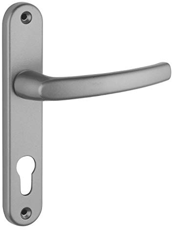 THIRARD - Ensemble de Poignées pour Porte d'Entrée Sultane - Aluminium - Design Élégant - Trou de Cylindre - Entr'Axes 165 mm - Carré 7 mm - Finition Inox - Gris