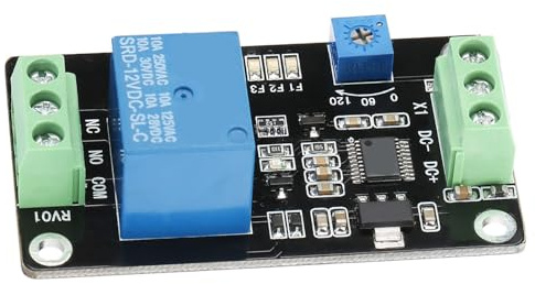 Temporizador Relé 12V 24V Ajustable con Retardo de Encendido y Apagado, Módulo de Conmutación DC 12V para Control Automático, Autobloqueo y Disparador