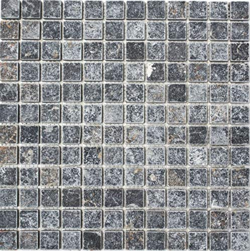 Marmor Mosaik Fliese Naturstein Nero schwarz anthrazit dunkelgrau Fliesenspiegel - MOS36-0306-A