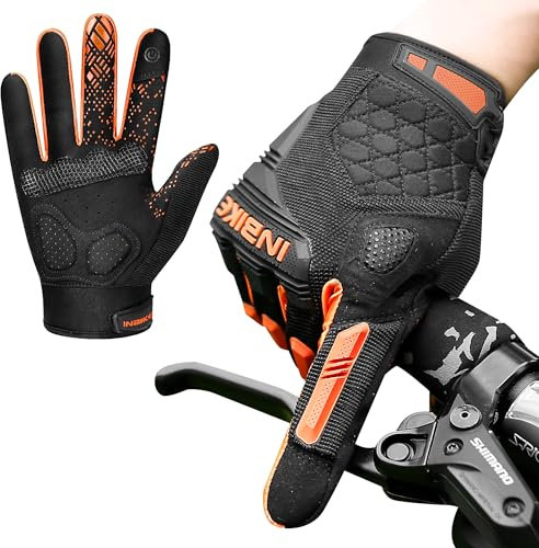INBIKE MTB Handschuhe Herren Damen Fahrradhandschuhe MTB Radhandschuhe TPR Eva Schutz Verschleißfest rutschfest Touchscreen Für Moutainbike Radsport Rennradfahren Orange XXL