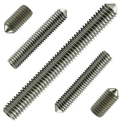 M10x40 mm (50 Stück) Madenschrauben - Edelstahl VA A2 V2A - Gewindestift mit Innensechskant und Spitze - DIN 914 - ISO 4027 | AGBERG