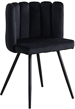 CLIPOP Schminktisch Stuhl, Lesesessel Bequem, Lounge & Cocktailsessel, Muschelsessel Weicher Kleiner Wohnzimmer Sessel mit Metal Leg, Polsterstuhl mit Armlehnen für Schlafzimmer (1, Schwarz)