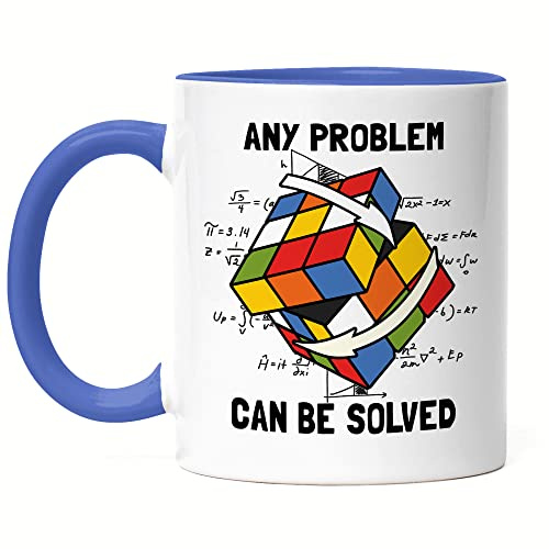 Hey!Print Any Problem Can Be Solved Zauberwürfel Tasse Blau Rubik Cube Magic Würfel Retro Rubi Vintage Nerd