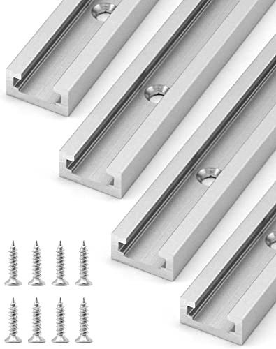 QWORK® 4 Pièces T-Track T-Slot 300 mm en Aluminium, Rail à Onglet en T pour Scie à Table, Défonceuse et Outils de Travail du Bois