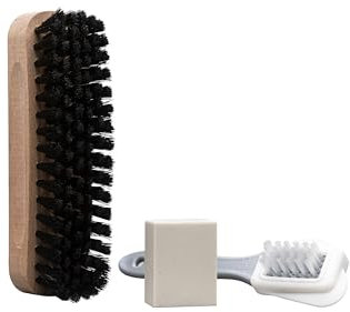 Schuhreinigung Bürstenset 3-TLG - bestehend aus Schmutzbürste, Rauleder Bürste & Rauleder Reinigungsgummi - effektive Reinigung Aller Raulederarten