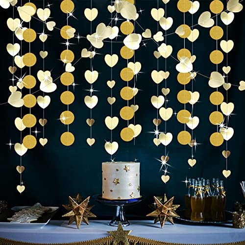 VEGCOO Party Deko, 7 Pack Goldene Hochzeit Deko, Funkeln Herz- Und Rundform Deko Gold Für Hochzeit/Geburtstag Deko/Babyparty
