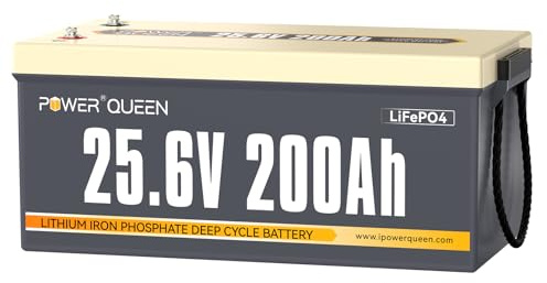 Power Queen 25,6V 200Ah Lithium Batterie für Heimspeicher | 200A BMS, Max. 15.000 Zyklen, 5120Wh, 10 Jahre Lebensdauer, 4P2S, für Wohnmobil, Solar, Off-grid