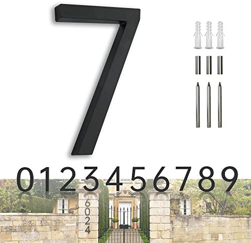 House Numbers Large Door Number Black House Number 7 Inch Metal House Numbers 3D Floating Exterior Modern Address Numbers 7