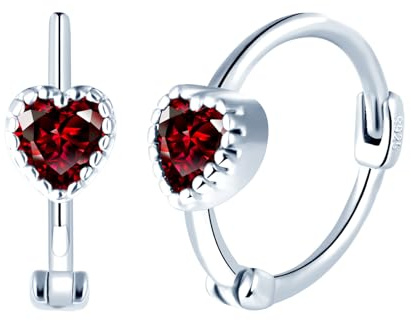 Yumilok Damen Ohrringe Creolen Silber 925 Sterling Silber Zirkonia Herz Ohrstecker Huggie Piercing für Mädchen