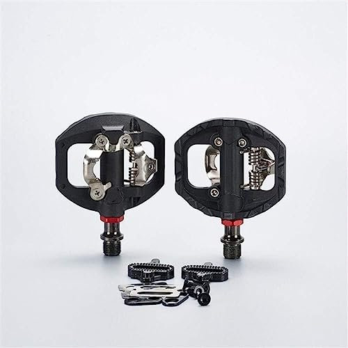 BUNGAA Tretlager, Fahrradpedale, Fahrradpedal MTB Fahrrad selbstsicherndes Pedal Klickpedal Dual-Plattform-Adapter mit Klampe für
