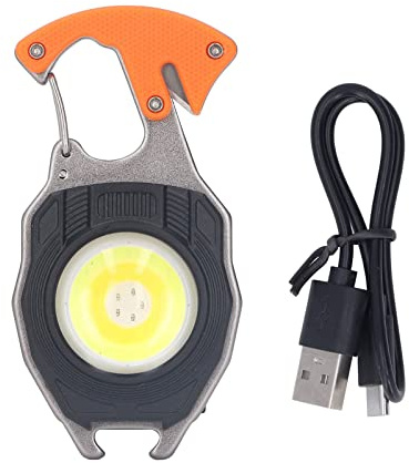 Linterna LED Multifuncional con Llavero, Miniluz De Emergencia De Bolsillo Recargable con Abridor De Botellas Y Encendedor, 3 Modos