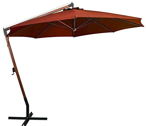 Gecheer Ombrellone,Parasole,a Sbalzo,Terracotta,Palo,in Legno Abete,3,5x2,9 m,Ombrellone da Sole,Decentrato,Ombrellone da Giardino,Ombrellone da Esterno,Patio,Terrazzo,Piscina,Spiaggia,Mare