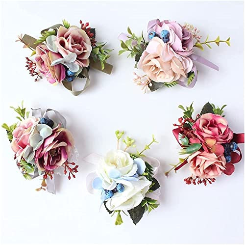 RWRAPS Handgelenk-Corsage für Hochzeit, Boutonniere, Bräutigam, Boutonniere-Anstecknadel, Braut-Handgelenk-Corsages, Blaue Rose, Blumenarmband, Hochzeitszubehör (Farbe: A) (B)