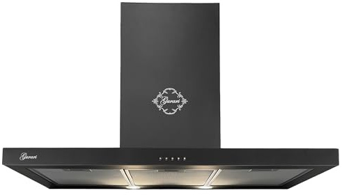 Gurari Dunstabzugshaube 90 cm GCH F 461 BL 9 N Wandhaube Schwarz | Sehr Saugstark 1000 m³/h Motor | Wandmontage Abzugshaube Umluftbetrieb oder Abluftbetrieb Kaminhaube