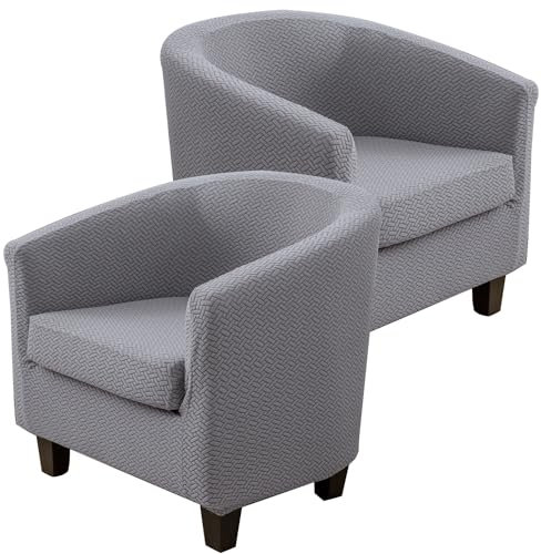 Surwin Sesselbezug Sesselschoner mit Elastisch Stretch Husse, Einfarbig Jacquard Sesselüberwurf Universal Chair Schonbezug Sofabezug für Clubsessel Lounge & Cocktailsessel (Grau)