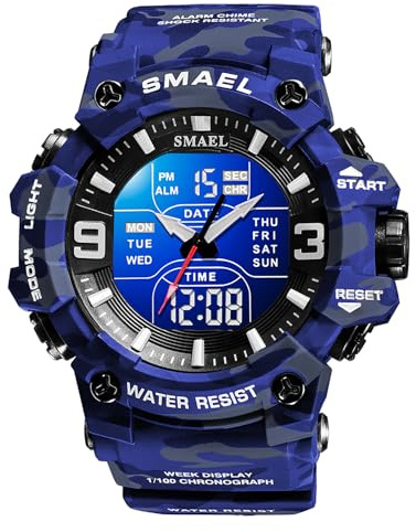 FANMIS Wrsitwatch - Reloj Digital analógico multifunción para Deportes al Aire Libre con LED electrónico y Doble Pantalla Impermeable
