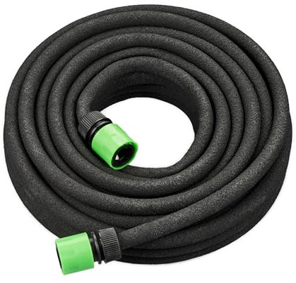 Relaxdays Tubo Irrigazione a Goccia, Gocciolatoio Microforato, Pompa Gocciolante Acqua da 15m, per Giardino e Orto, Nero