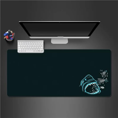 QiHon Mauspad Groß Gaming Hai Mousepad XXL 900x400x3mm rutschfeste Schreibtischunterlage Gaming Tastatur Matte Abwaschbar für PC Zuhause Büro
