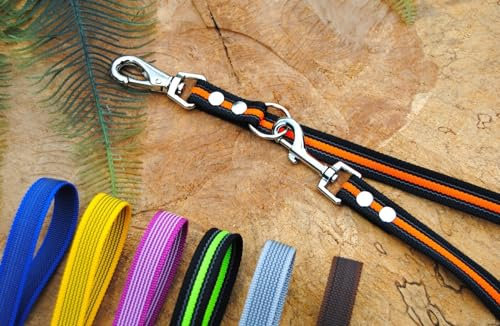 Hundeleine Grip Extra Lange Doppelführleine 4-Fach verstellbar 3m x 20mm Snapper-Deluxe V-Leine (Schwarz-Grau)