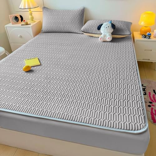 FOREPOTY Spannbetttuch für kuschelig weiche,Sommer Coole Latex-Bettwäsche, Matratzenschoner Mit Cartoon-Aufdruck Für Kinderzimmer, Bettbezug Für Kinderzimmer,Grau,120 * 200cm (3 Stück)