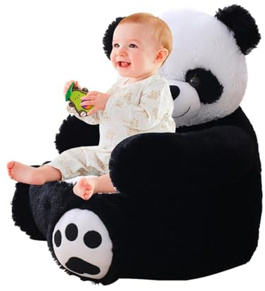 Quzente Children Panda Armrest Chair, Soft Kids Panda Stuffed Armchair, Plush Panda Sitting Support Seat, Soft Animal Support Seat For Toddler Kids Girls Boys
