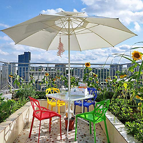 ASumPio 2,44 M Langer Terrassenschirm, Großer Schirm Für Den Outdoor-Markt, Weißer Strandschirm, Polyesterdach, Wasser- Und Uv-Beständig