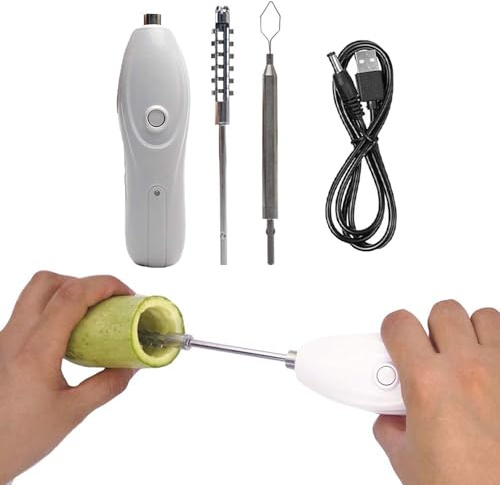 Corer vegetale elettrico, tagliaverdure a spirale, in acciaio inox palmare raschiatura macchina scala impugnatura ergonomica con 2 teste di taglio per zucchine zucca pomodoro melanzane patate