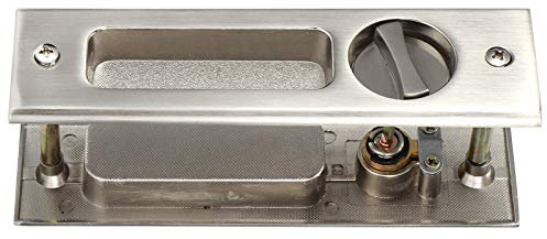 Set Serratura per Porta Scorrevole in Lega di Zinco, Kit Serratura di Sicurezza per Accessori per Porta 'armadio del Balcone (Porta scorrevole a gancio singolo quadrato argento