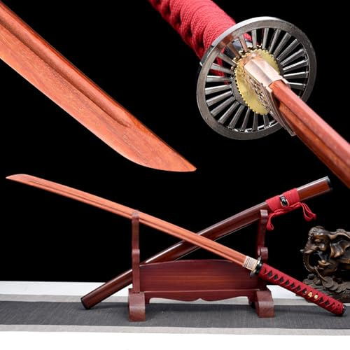HJHUUA Bokken Hecho a Mano de 103cm,Espada samurái de Caoba Natural,Katana de Madera para práctica de Kendo,Cosplay,Accesorios,exhibición,Regalos,Halloween