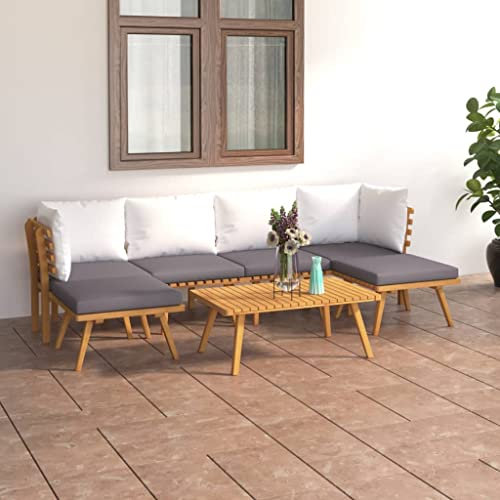 KTHLBRH 7-TLG. Garten-Lounge-Set mit Kissen Massivholz Akazie Terrassenmöbel-Sets Outdoor-Möbel-Sets Balkonmöbel-Sets Gartenmöbel-Sets für Terrasse, Garten, Balkon