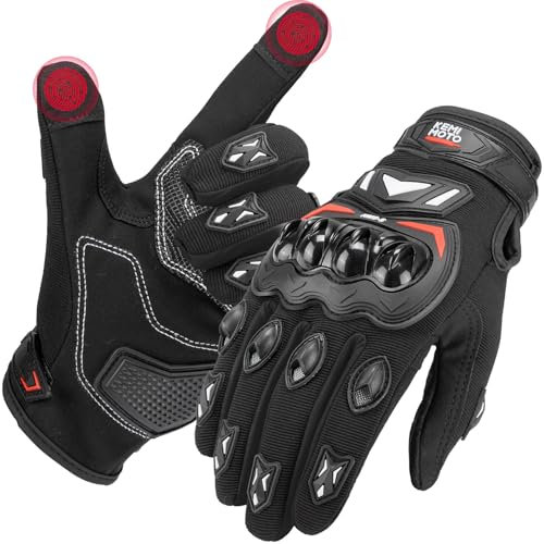 KEMIMOTO Motorradhandschuhe Herren, Motorrad Handschuhe Sommer mit Knöchelprotektor und Touchscreen, Amtungsaktive Sport Handschuhe für Herren und Damen, für Motorrad, Fahrrad, Roller, Jagd