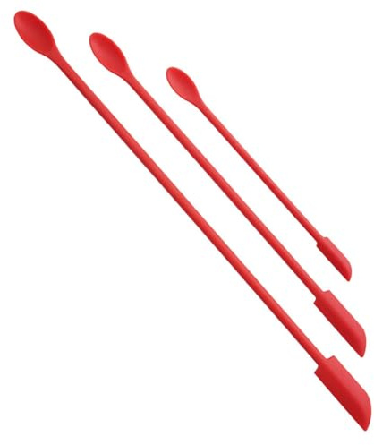 raclette en silicone - petite spatule de - cosmétiques dernière | goutte - Petite cuillère longue en caoutchouc réutilisable pour bouteille de lotion de beauté, 3 pièces, 1 grand 1 moyen 1