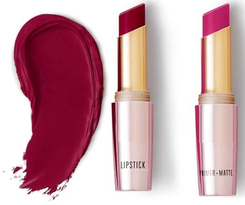 Lip Color Deep Wine (Matte) & Primer + Matte Lip Color MP4 Plum Pick, 3.6 g