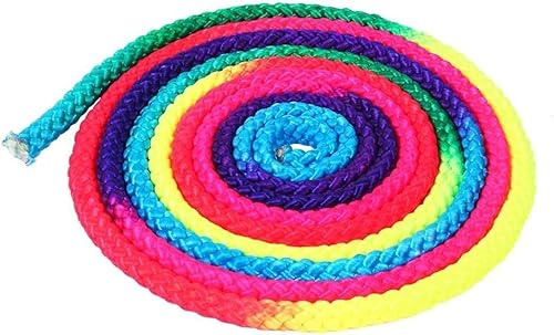 springseil ohne griff 2,8m für Rhythmische Gymnastik | Regenbogen Nylon Gymnastik Seil, Fitness & Aerobic, Wiederverwendbares Sportseil für Training & Wettkämpfe