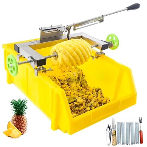 Pelador de piña de acero inoxidable, máquina peladora de piña comercial, con 5 cuchillas de repuesto, para marco de plástico de 30-36 cm, doble varilla retráctil, para hogar, restaurante, frutería