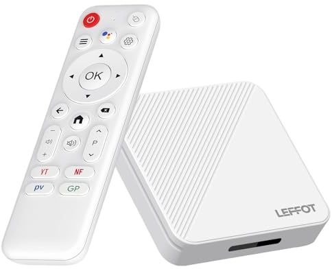 LEFFOT Android TV Box 2025, H313 4K Ultra HD Smart TV Box Android 14, 2GB RAM + 16GB ROM, Apoyo HDR10, Control de Voz, 2.4G y 5G WiFi 6, Ethernet 100M, BT 5.4, USB 3.0