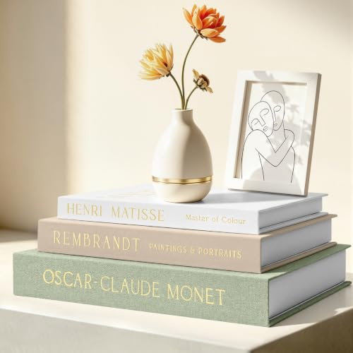 Subeauty Decorative Books for Home Decor- 3Pcs Linen Decorative Boxes for Aesthetic Room Decoration, Modern Fake Book Storage Boxes for Coffee Table, Bookshelf or Mantle Decor, Sage