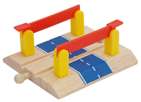 Gatuida Wooden Train Track Railing Barrier Accessories Double Gate Diy Model for Boys and Girls Railway Plaything Simulation Station Platform Toy Compatible Major Rail Brands