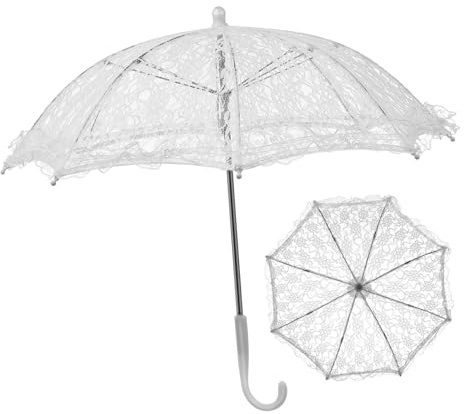 minkissy 10 Stck. Brautschirm Spitze Vintage Spitzenparasol Romantischer Hochzeitsschirm Damen Accessoire für Fotografie Bühnenauftritte und Brautkostüm Weiß