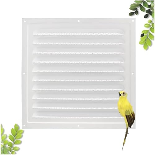 Granmagazz - Rejilla de ventilación de metal, color blanco, cubierta de ventilación de metal, rejilla de ventilación para chimenea con mosquitera para cocina y baño, 25 x 25 cm