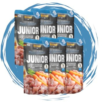 Belcando Finest Selection – Hundefutter – Junior 6x125g - getreidefreies Nassfutter mit Huhn & Ei - Premium-Welpenfutter im Frischebeutel Bundle