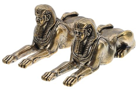 Cabilock Altägyptische Sphinx Statue Platzsparend aus Messing 2 Stück Dekorativer Vintage Tischschmuck als Ornament für Wohn und Bürodekoration