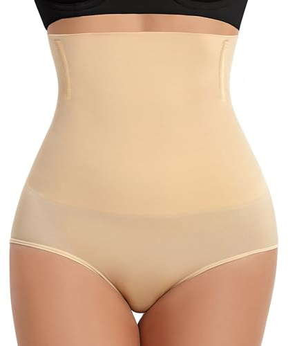 Tuopuda Formningsunderkläder för Kvinnor, Formningsunderkläder för Magen, Platt mage, Hög Midja, Formningsinre, Modellerande Slip, Bantnings Shapewear Utan Syningar, Beige, S