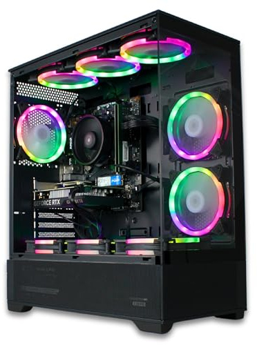 XUM Vista Prebuilt Gaming PC: AMD Ryzen 5 5500, Nvidia GeForce RTX 3050 6GB, 16GB DDR4 RAM, 500GB NVMe SSD, 1TB HDD, 500W PSU 80+ Bronze, aRGB, WiFi 5, Windows 11 Home, Entry Level, Black Case