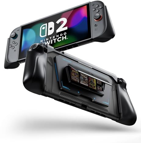 Dexnor for Nintendo Switch 2 Case 2025 Dockable Cover with Flip Stand & Detachable Magnetic Card Holder 3 Games 2 SD Card Storage & Ergonomic Grip & Quick-Release Joy-Con Design