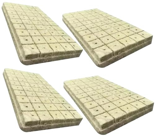 BEAHING Cubes de Laine de Roche 1 Pouce, 200 pièces, Cubes Plantation Laine Roche Jardin avec Trous pour la Germination des graines hydroponiques, Culture Hors Sol